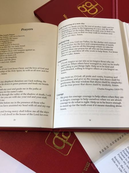 The Junior Hymn Book showing prayers