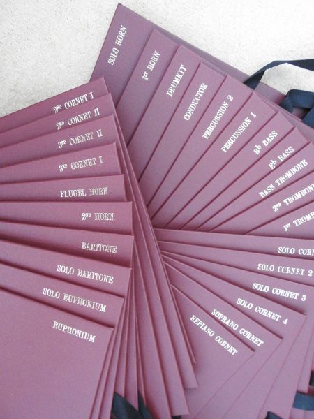 Hampton School Orchestral Folders showing instrument names