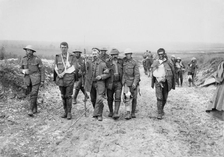 Walking with the wounded soldiers