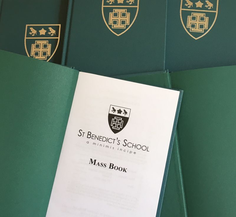 St Benedict's School Mass Book with cover and endpaper